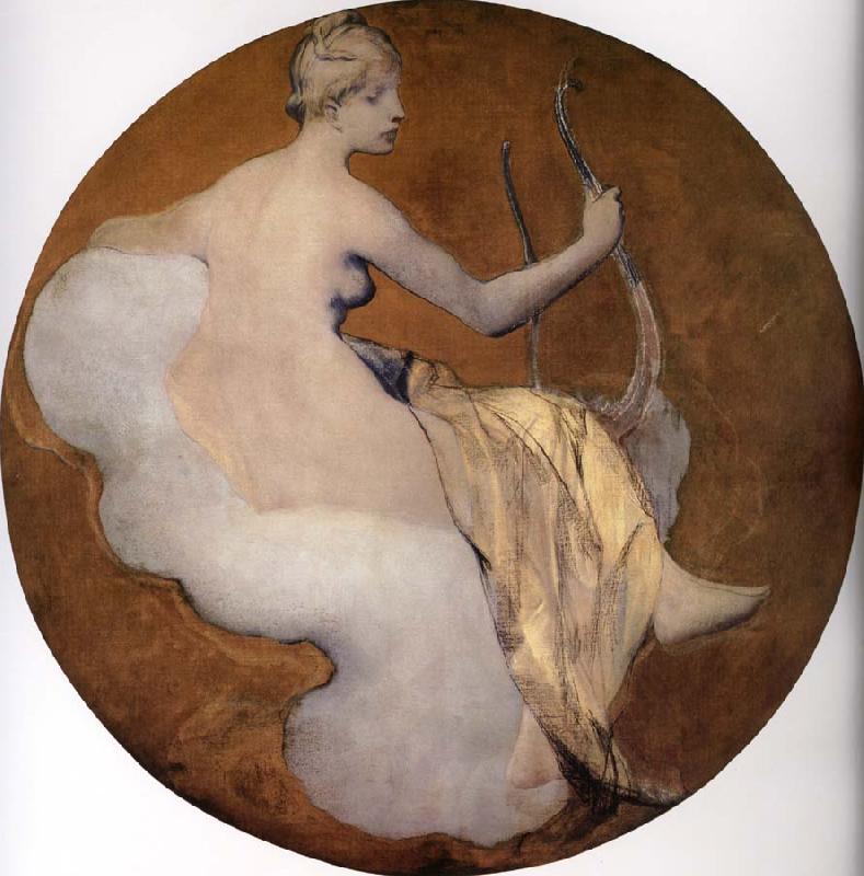 Galland Pierre Victor Esquisse peinte,la Musique ou Joueuse de lyre Sweden oil painting art